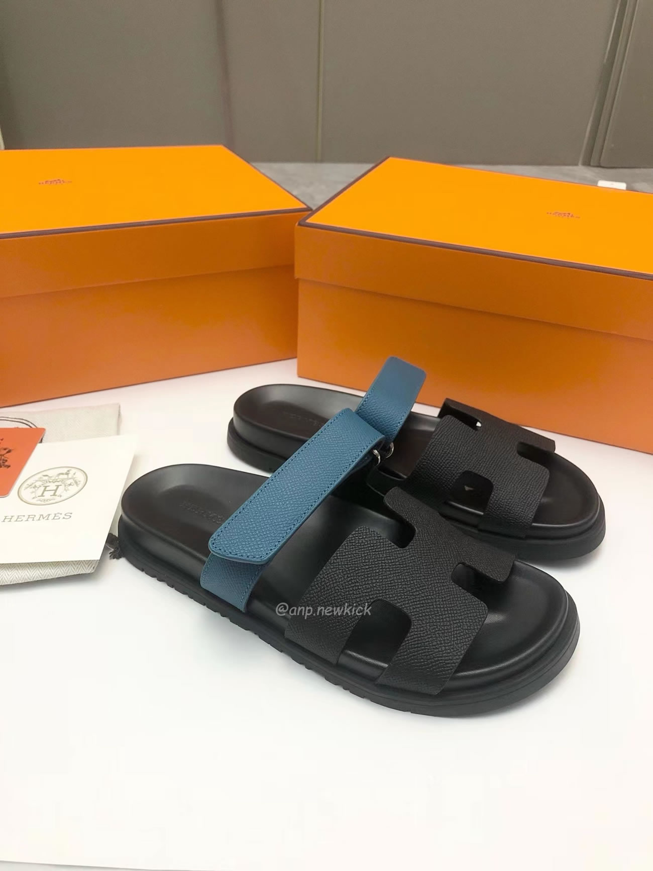 Hermes Chypre Sandal Noir Bleu Celeste (10) - www.newkick.vip